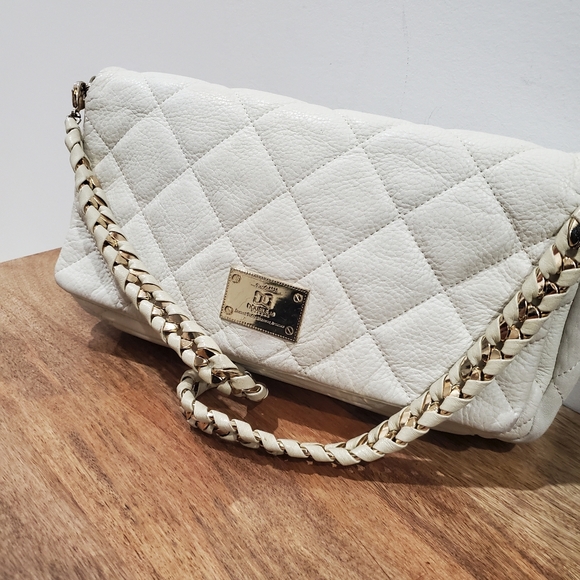 Double M Milano Handbags - White Quilted Leather Shoulder Clutch Bag Doubled M Milano Designer Bag